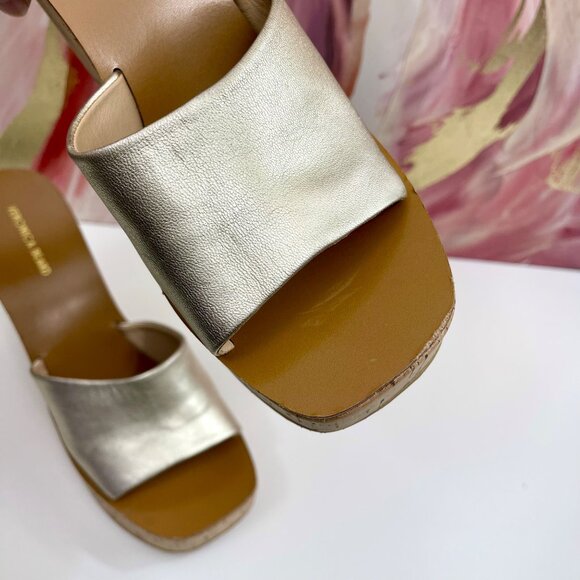 Veronica Beard Paulita Platform Wedge Sandals In Gold Size 9 - Picture 7 of 13